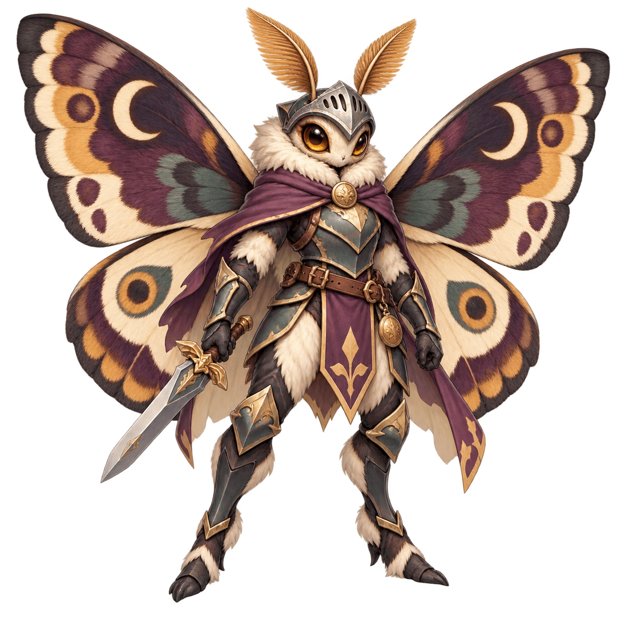 Complete original AI-generated moth knight